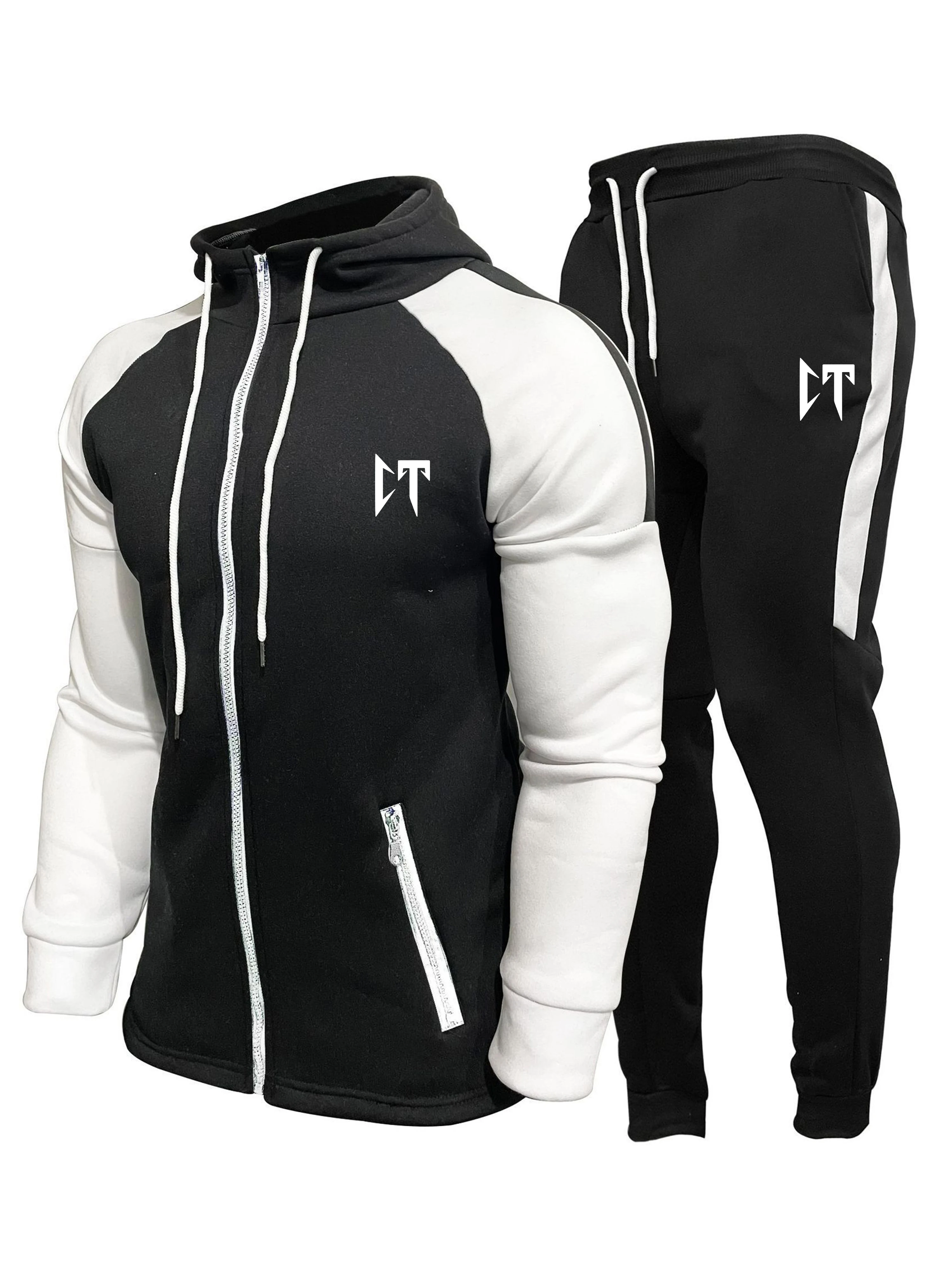 

In 2025, the best-selling men's color block sportswear with CT letter prints and high-quality casual sportswear sets