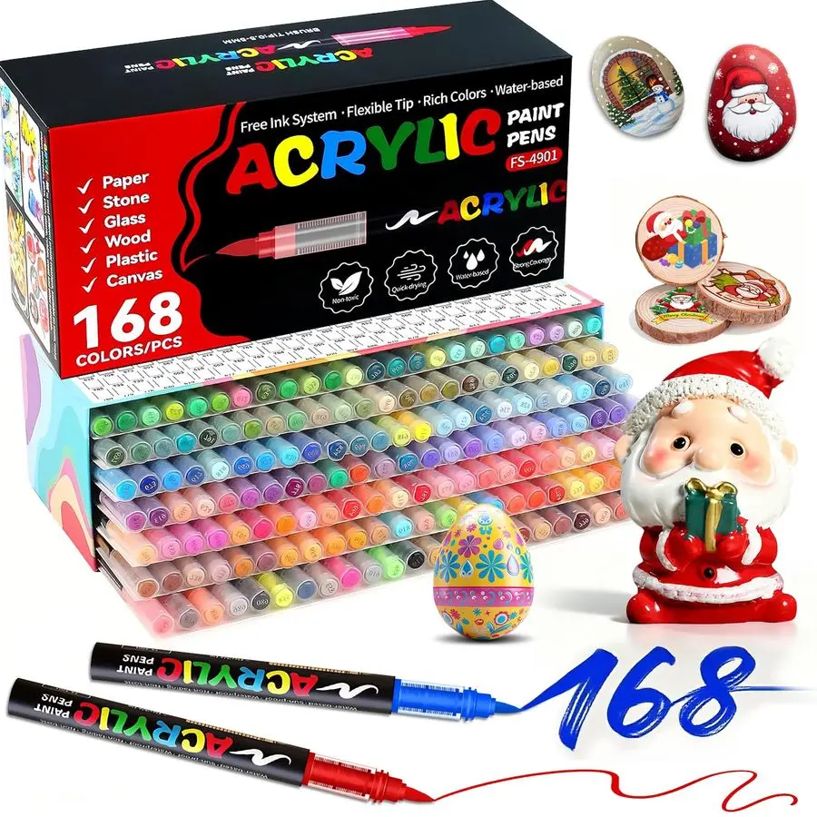 

Colors Acrylic Paint Markers, Brush Tip Acrylic Markers with Direct Liquid Ink Control System, Soft Acrylic Markers Set for Rock