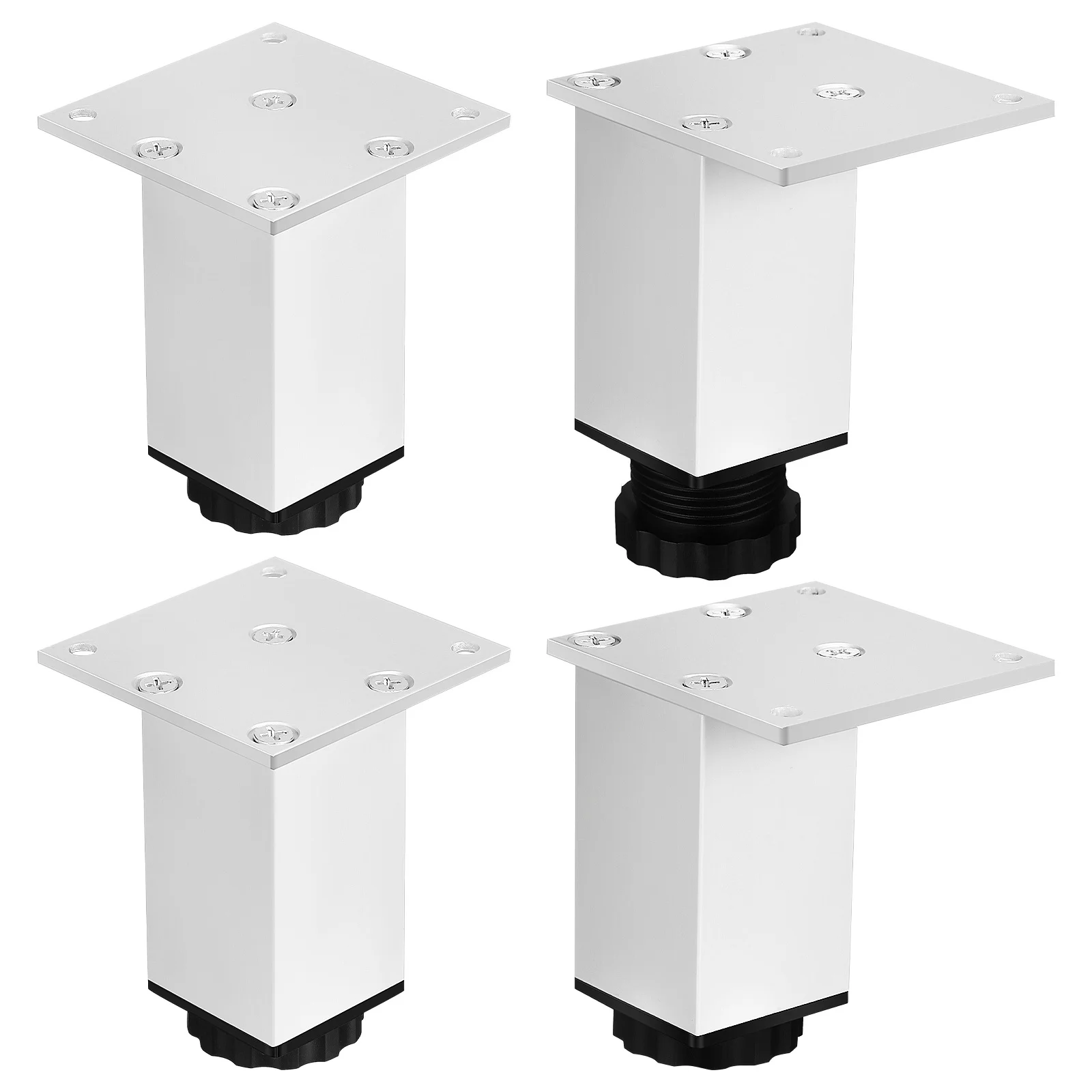 

4PCS Aluminum Square Feet Heavy Duty Adjustable Furniture Levelers Sturdy Shelf Legs Table Stabilizers Stable Support Easy