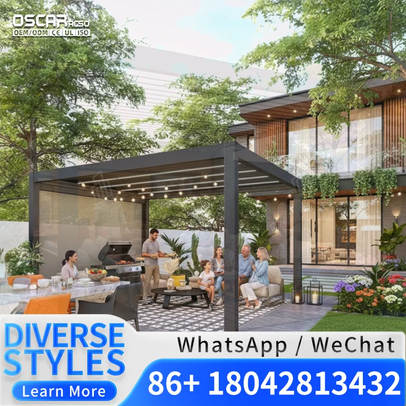 Outdoor Storage Aluminium Waterproof Bioclimatic  for Garden Backyard Patio Pergola