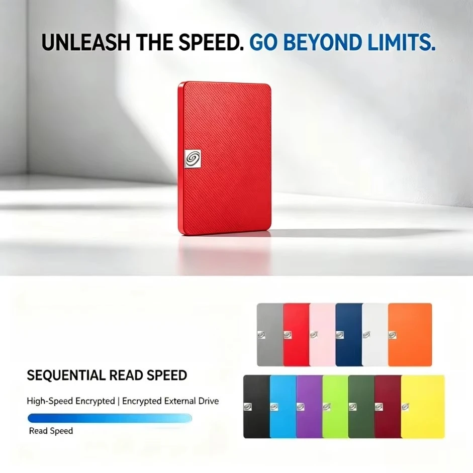 Original Portable External Gary/Red/Purple Hard Drive High Speed Expansion Storage Disk for Mac Windows Laptop Data Backup File