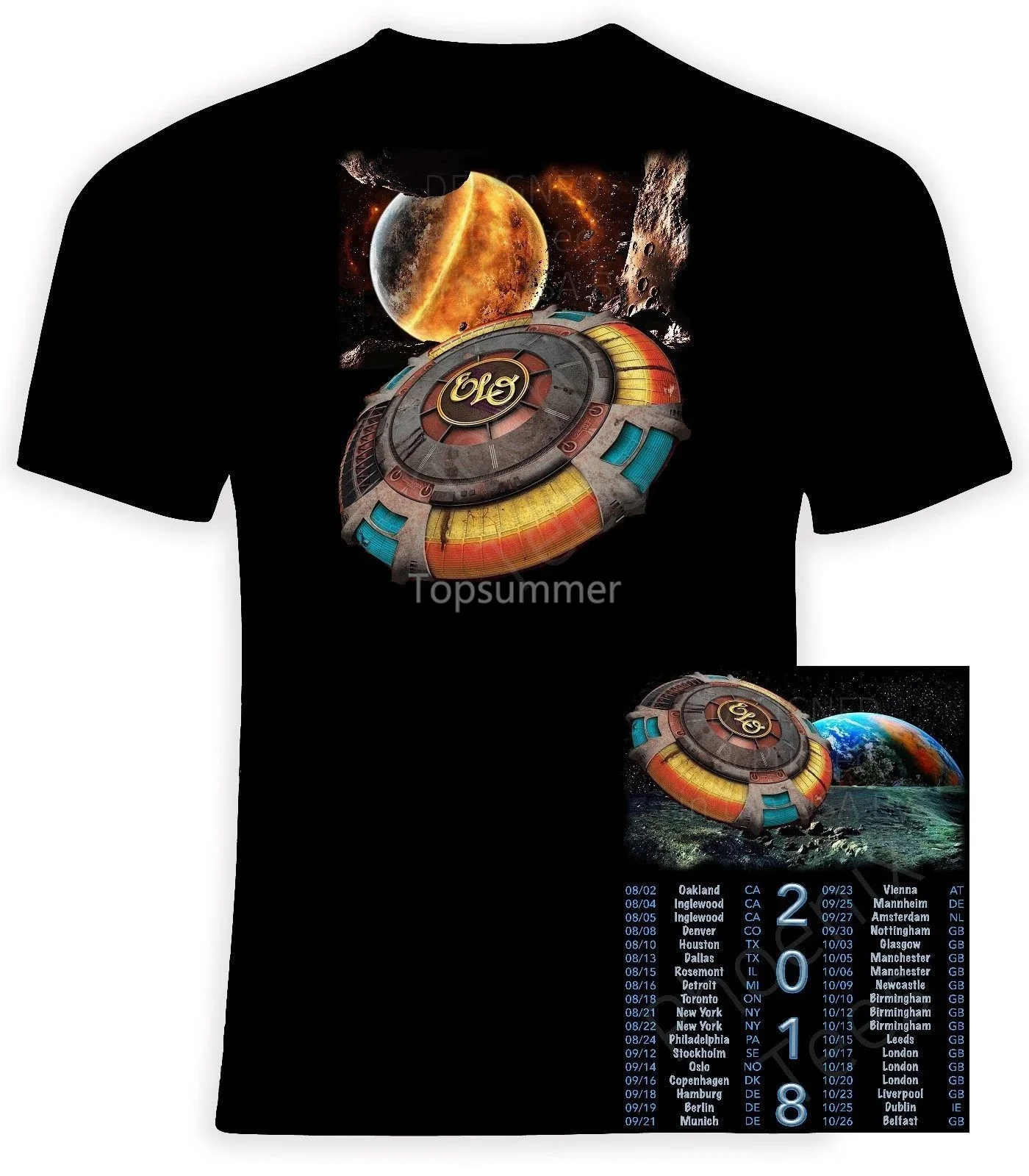 Elo 2018 Concert Tour T Shirt Sizes S-3Xl Men Women T-Shirt Printed Men T-Shirt Short Sleeve Funny Tee Shirts