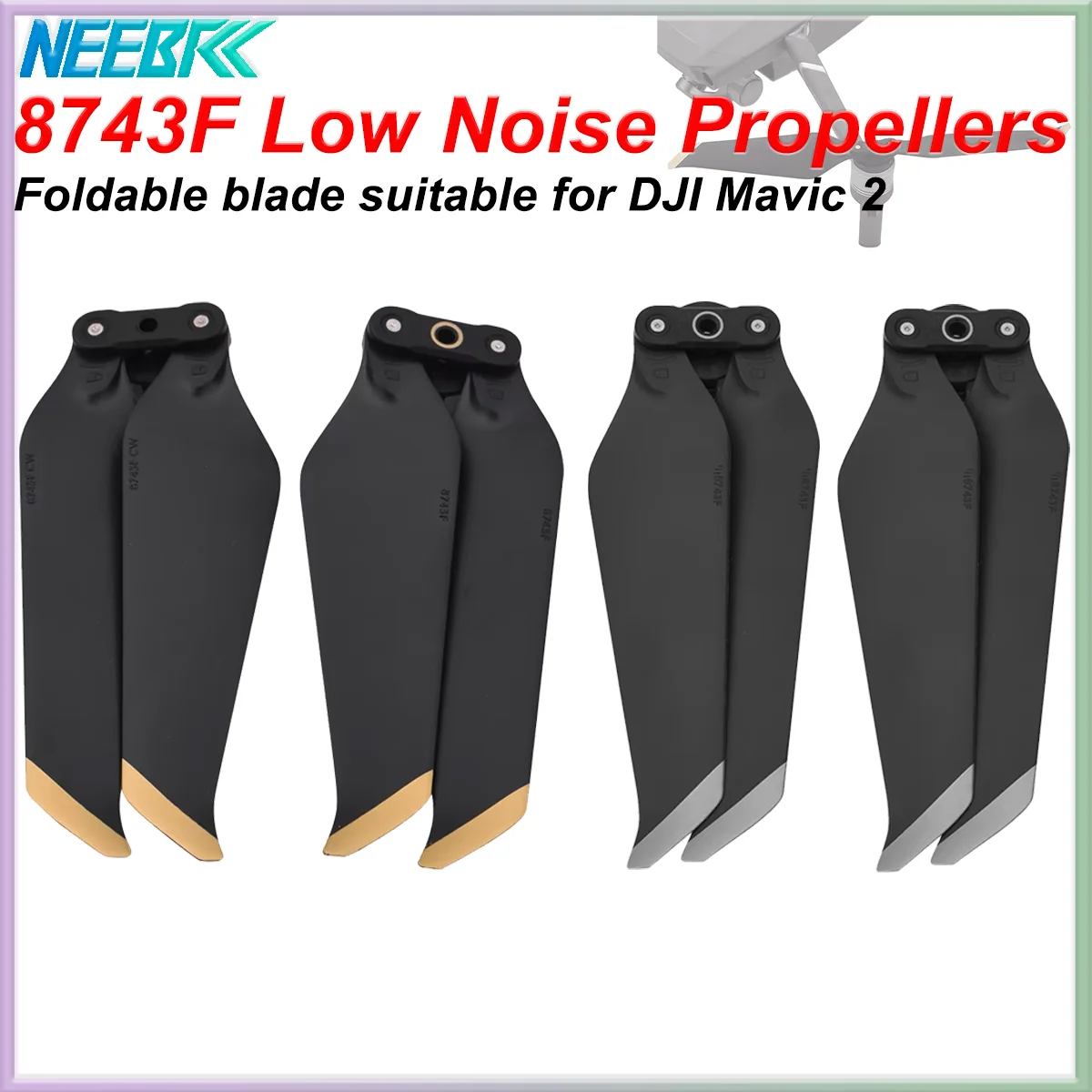 NEEBRC 4/8pcs 8743 Low-Noise Propeller for DJI Mavic 2 Pro Zoom Quick-Release Folding Blade Noise Reduction Prop Drone Accessory