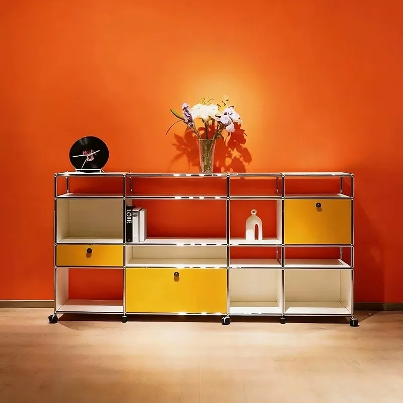 Display cabinet Bauhaus living room stainless steel module floor-to-ceiling multi-layer display cabinet