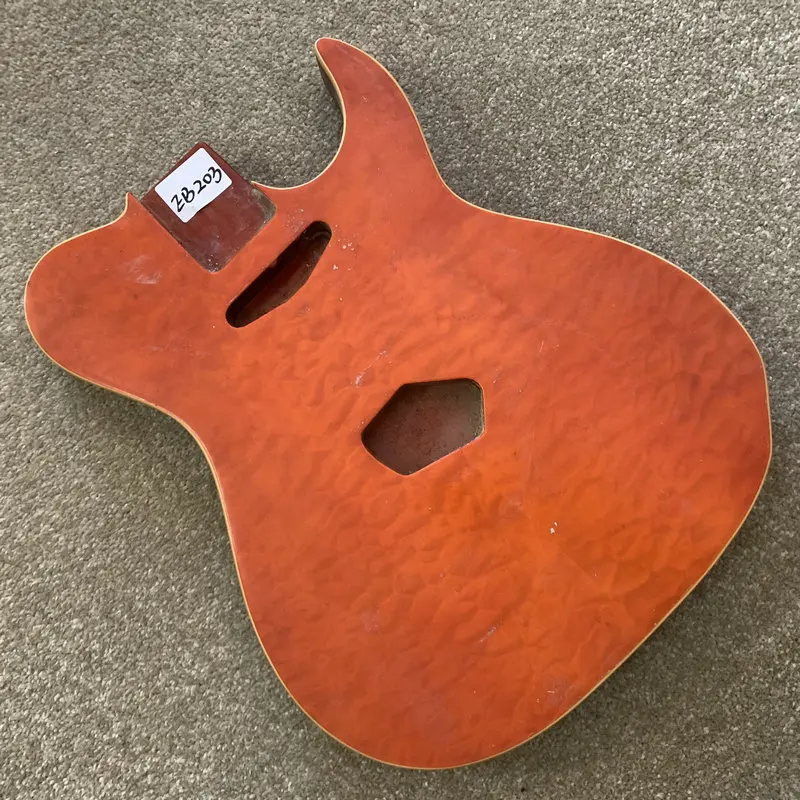 

EB203 TL Model Electric Guitar Body TELE Pickups Solid Redwood With Quilted Maple For DIY Replacement Orange Color