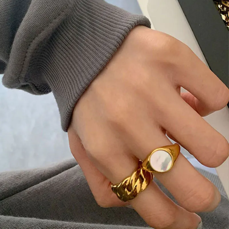 925 Sterling Silver Smooth Oval Stone Rings For Women Jewelry Beautiful Finger Open Rings For Party Birthday Gift