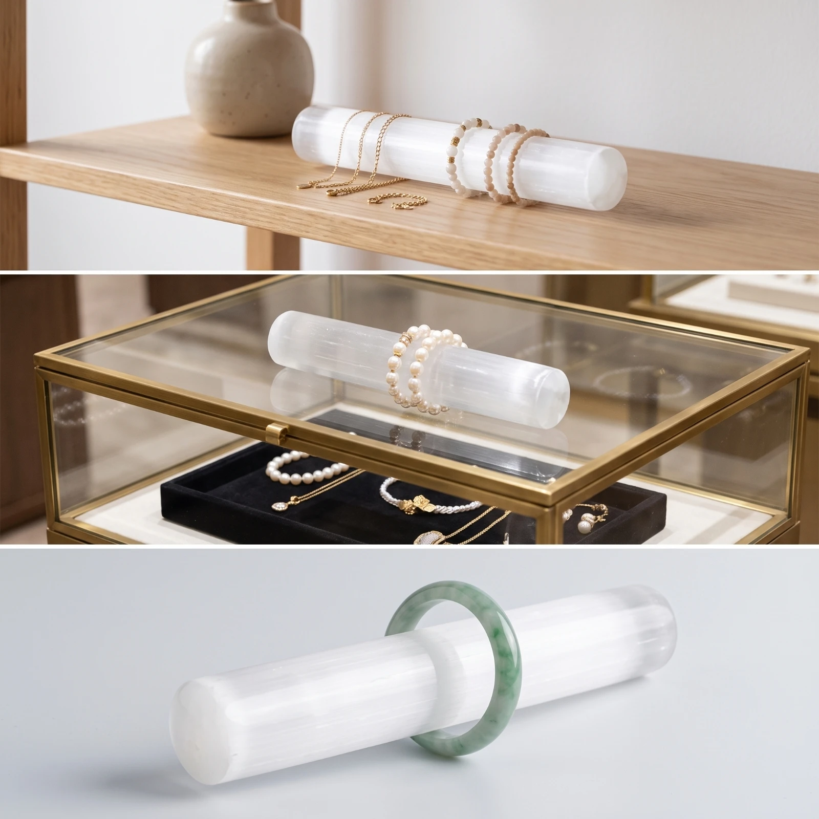 Soporte Minimalista para Exhibición de Pulseras, Soporte de Exhibición para Pulseras con Barra de Selenita, Elegante y Resistente para Propietarios de Boutiques, Decoración de Tocadores