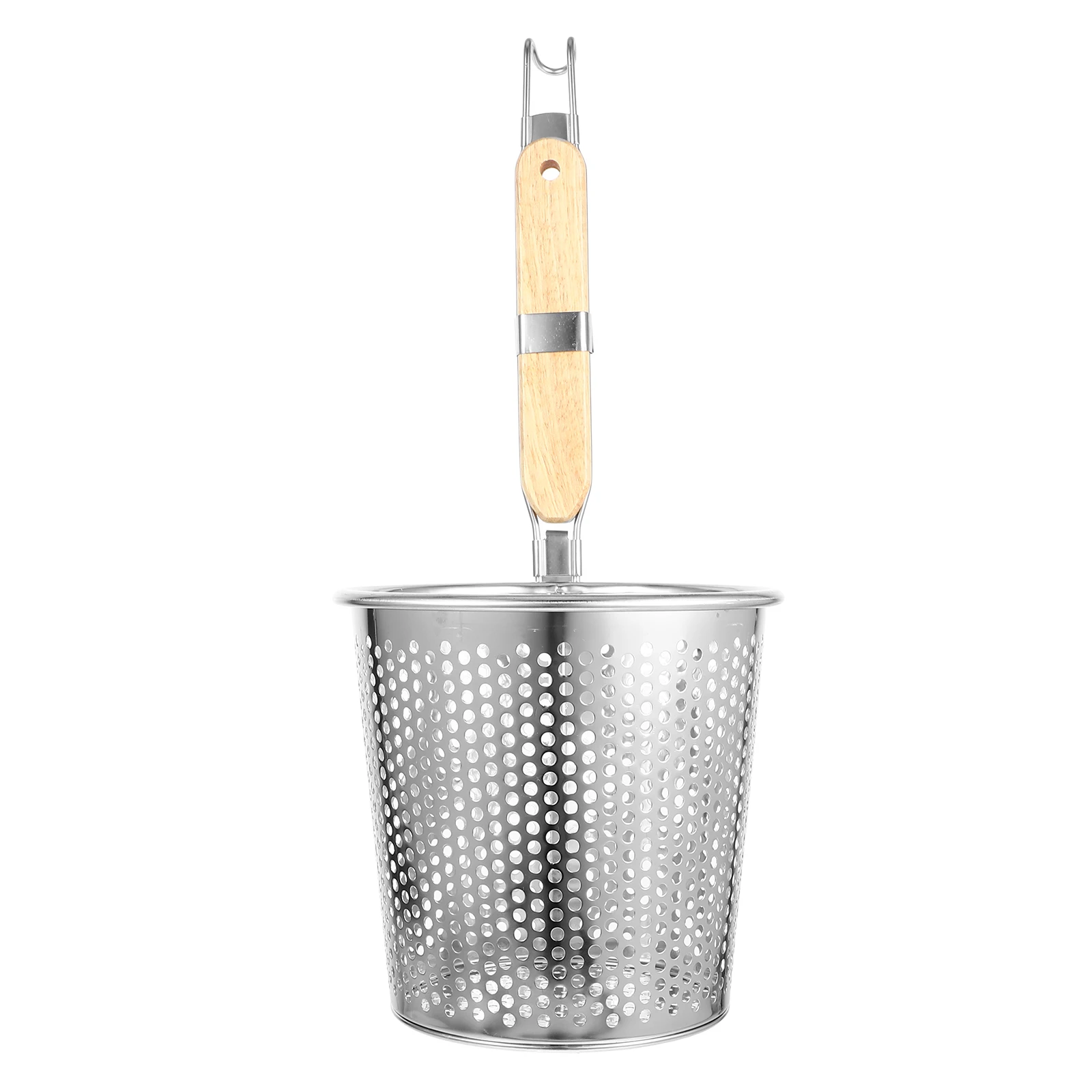 

Stainless Steel Strainer Pasta Basket Noodle Sieve Food Skimmer Dumpling Strainer Kitchen Mesh Spider Wooden H Lightweight