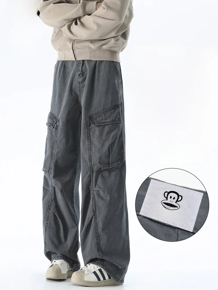 

PaulFrank American Retro Deconstructed Work Pants Spring New Sle Casual Pleated Straight Leg Casual Pants for Youth