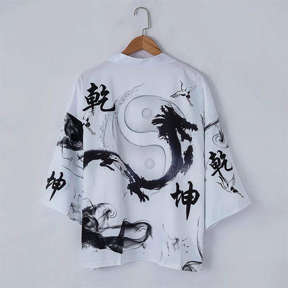 Traditional Print Beach Yukata Chinese Tai Chi Women Men Kimono Harajuku Cardigan Cosplay Haori Robe Clothing Asian