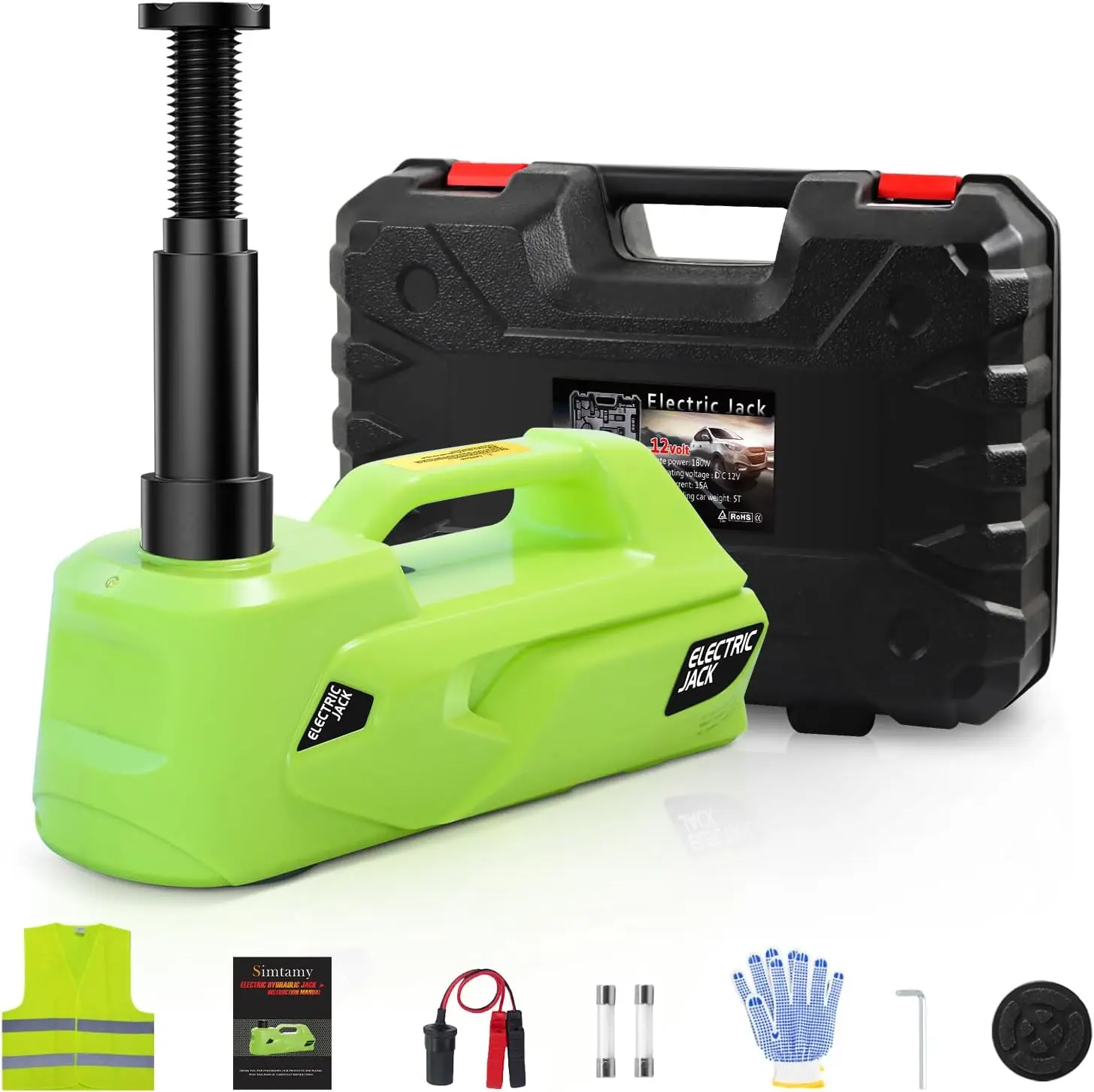 

5 Ton Electric Hydraulic Car Jack with LED Light and Safety Hammer for SUV Truck Tire Change