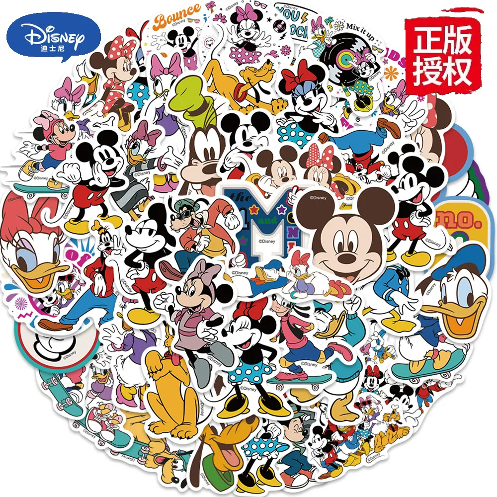 50 pz/lotto adesivi Disney Mickey Mouse nessuna ripetizione pull bar box chitarra personalizzata graffiti cartoon Kids sticker Toy