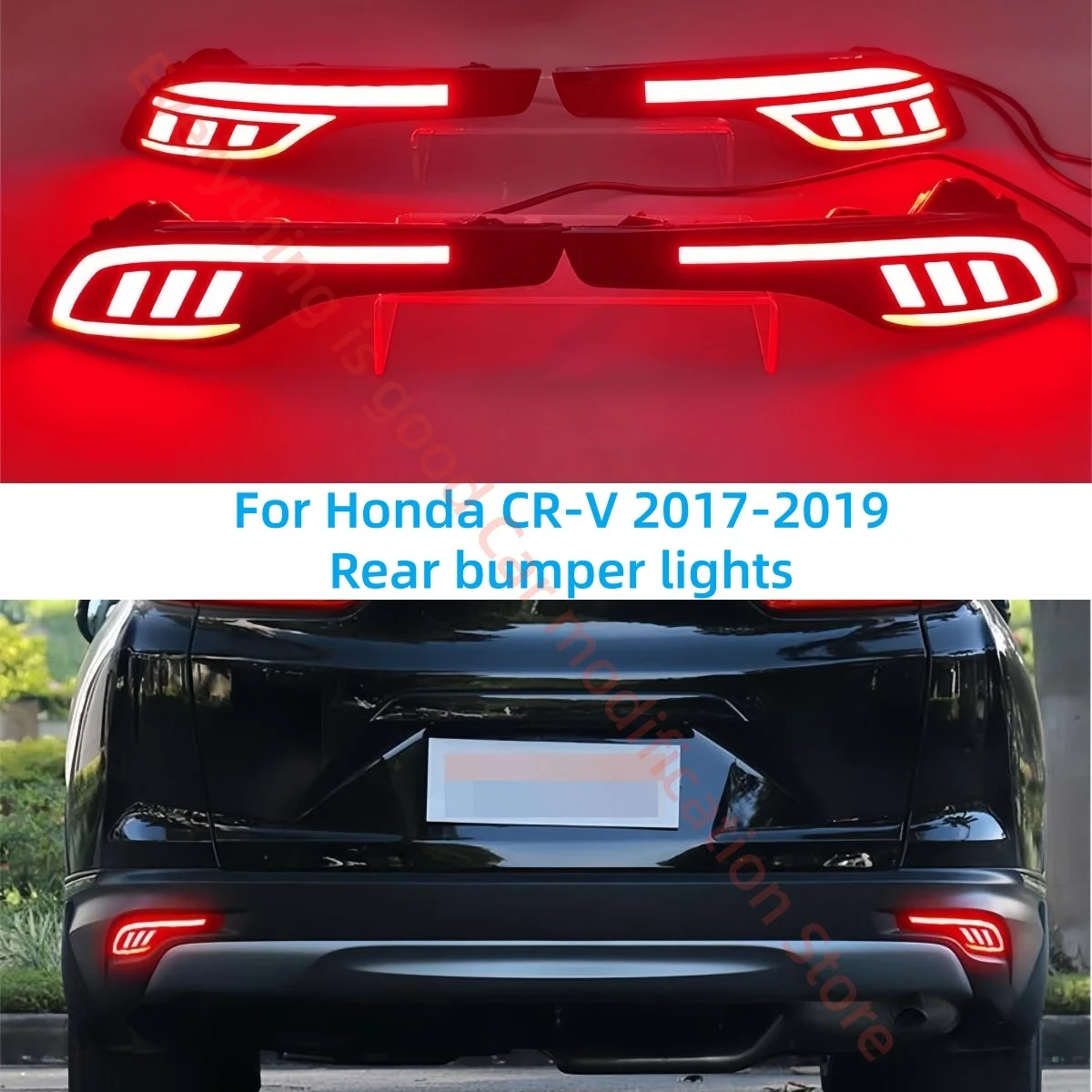 

Fit for Honda CR-V 2017-2019 Rear bumper light Reflector Modification LED Brake lights Flowing water Turn signal Warning light