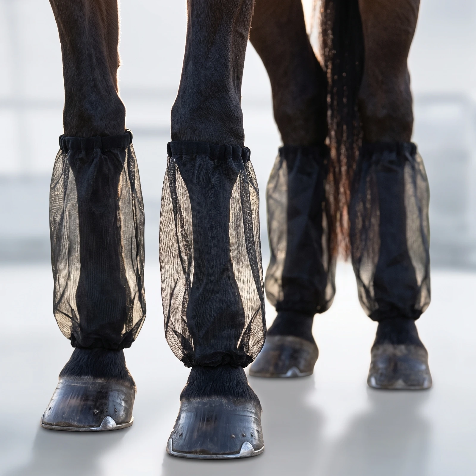 4 Pieces Fly Boots with Fleece Trimming Adjustable Horse Fly Boots Horse Leg Sleeve with Fleece Trim Long-Lasting Sturdy