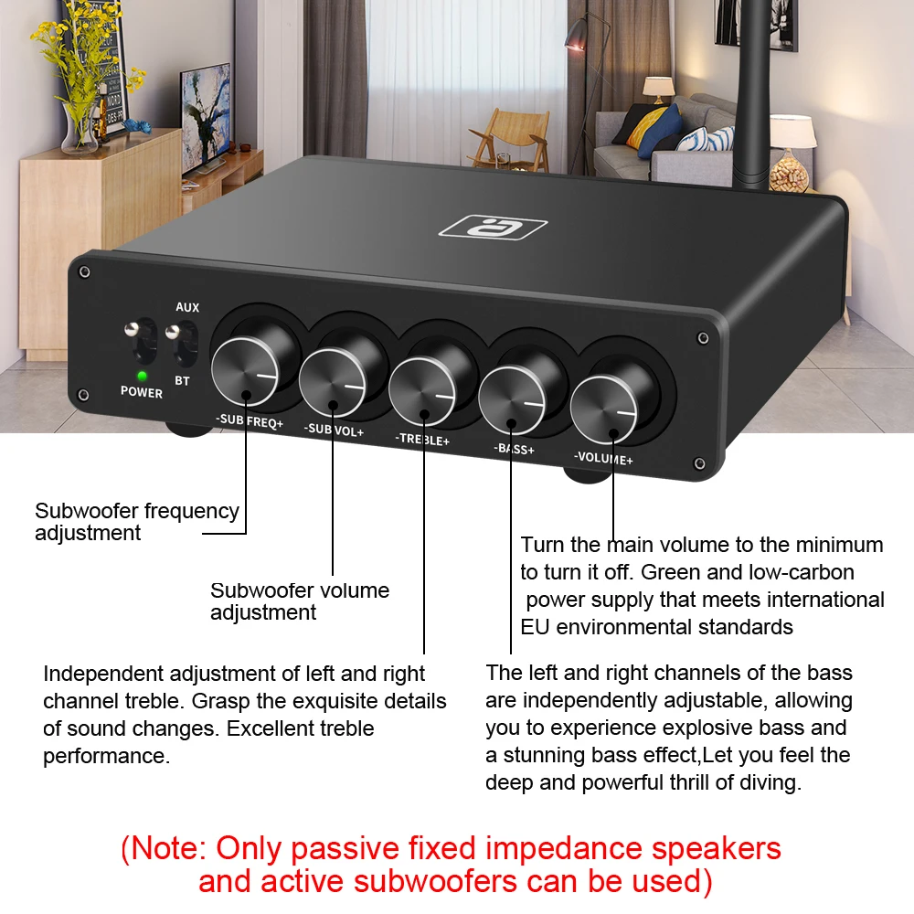 AYINO HF220 aptX HD Bluetooth5.1 AMP TPA3116 2.1 Digital Audio Power Amplifiers 50Wx2+100W Active and Passive Double Bass Output