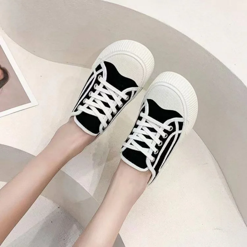 Summer 2024 Sneakers Sports Shoes Slides Women\'s Slippers and Ladies Sandals Cotton Green Platform Mules Thick Korea Style Trend