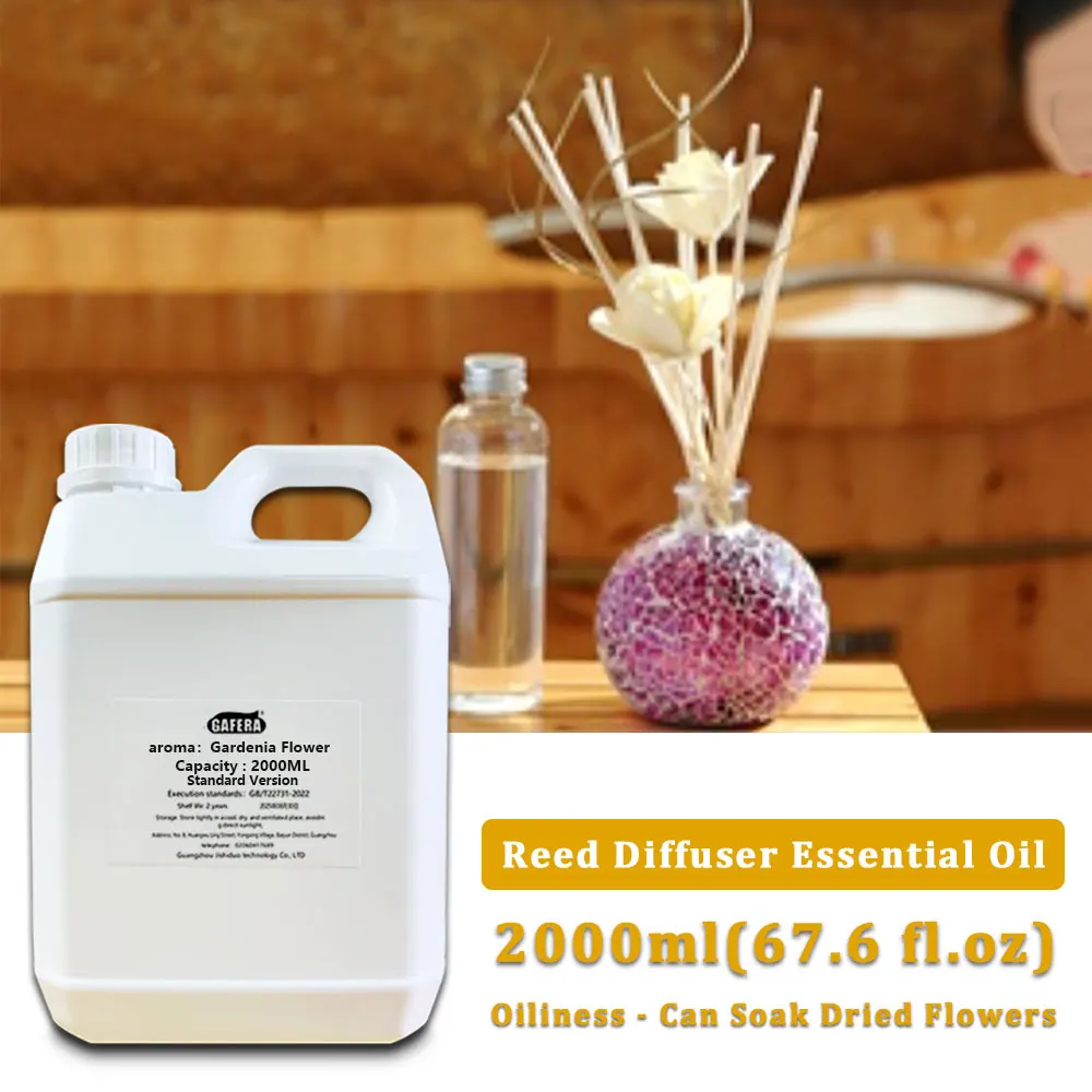 GAFERA 2000ml(67.6 fl.oz) Jasmine/Gardenia Flower Diffuser Supplements Essential Oil For Reed Diffuser & Fireless Aroma Diffuser