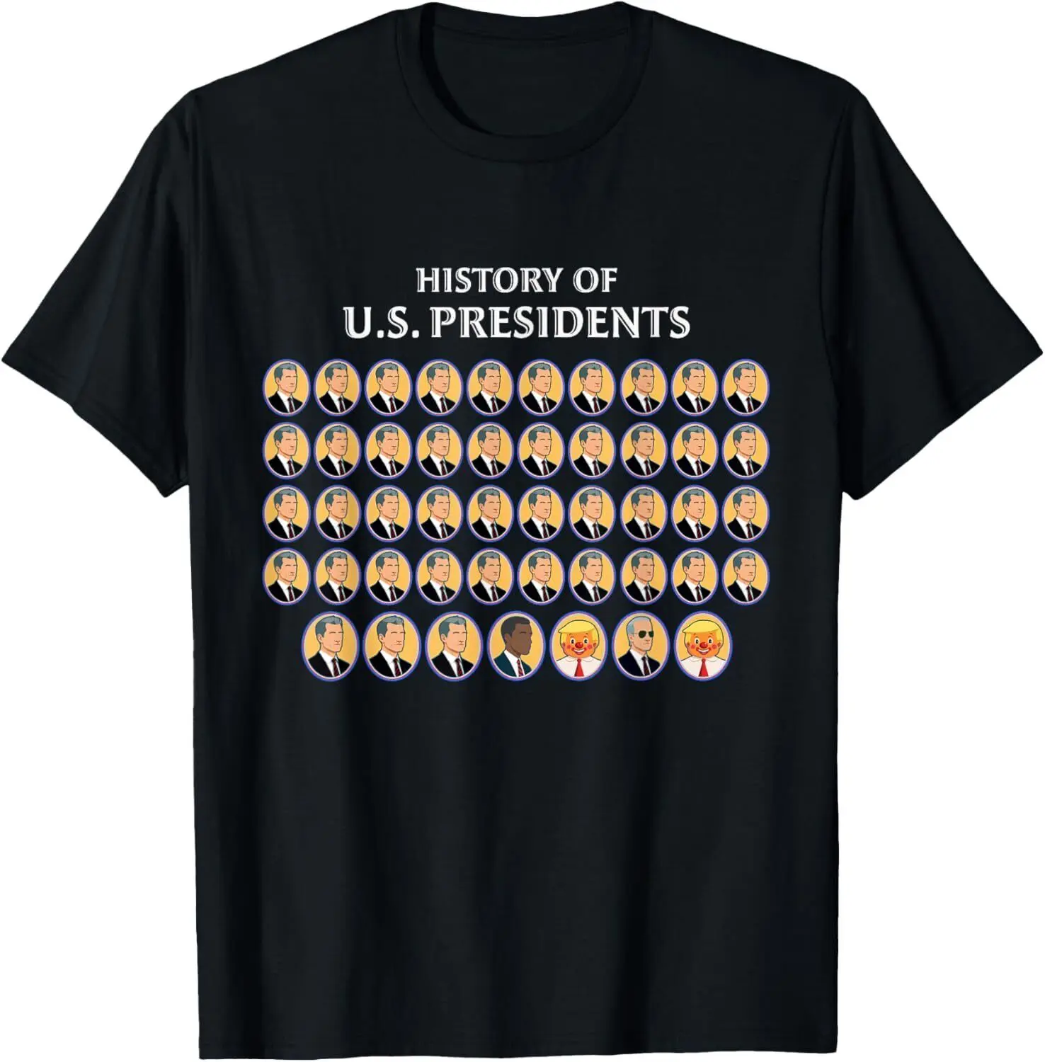 

Funny US Presidents History 1 t0 47 Trump Clown Caricature T-Shirt Hoodie