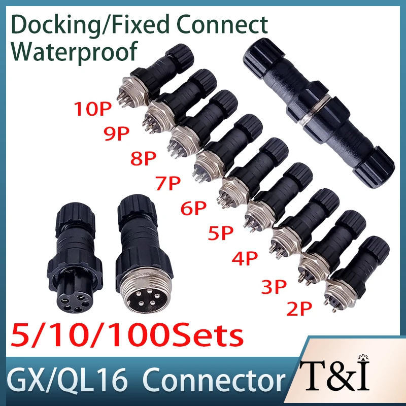 

GX16 Plastic Case Anti-electric Shock QL16 Waterproof Aviation Plug Docking&Rear Nut Connector Sensor Encoder With Metal Pins