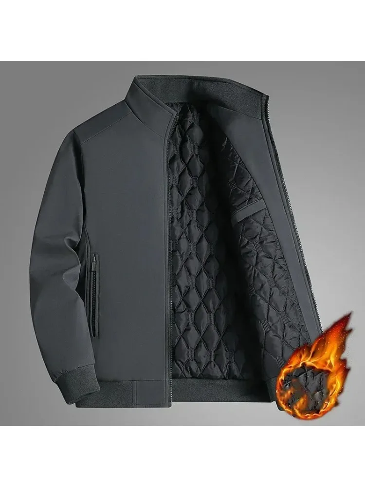 

Jacket for Men Thick Stand Collar Solid Winter Jacket Men Waterproof Warm Business Casual Men Coats Classic Thermal Coat
