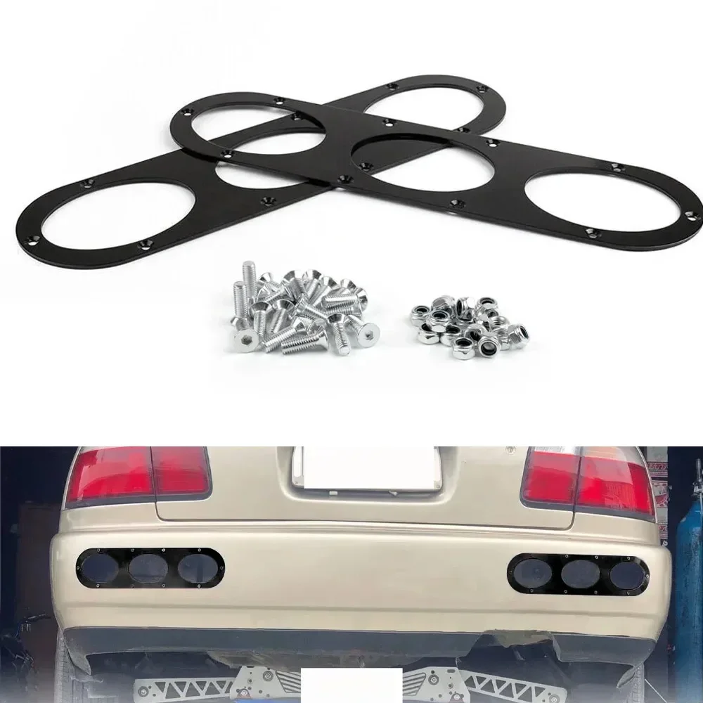 Universal  2Pcs Aluminum Rear Bumper Diffuser Baffle Three Round Holes Air Diversion Panel Car Exterior Mod Accessories