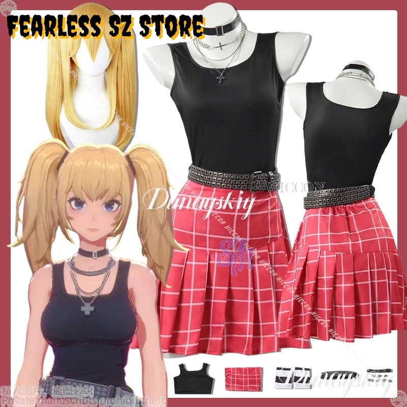 

Ani Virtual Girlfriend Grokkk Anime Game Cosplay 할로윈 의상 Jirai Kei Girls Black Vest Red Plaid Mini Dress Y2K Fashion Halloween