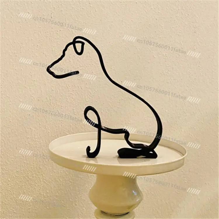 

Creative Desktop Ornament Geometric Line Model Wrought Iron Dog Metal Craft Gift