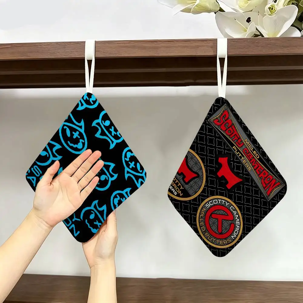 S-Scotty C-Cameron Thickened Polyester Cotton Hanging Towel, High Absorbent Hand Wiping Towel for Indoor Use