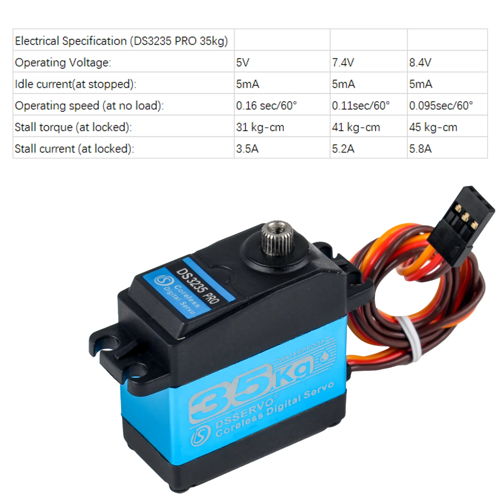 DS3235 35 كجم مؤازرة Coreless عالية السرعة 180/270 درجة مقاومة للماء رقمية من الفولاذ المقاوم للصدأ والعتاد المؤازر لسيارة RC الروبوتية