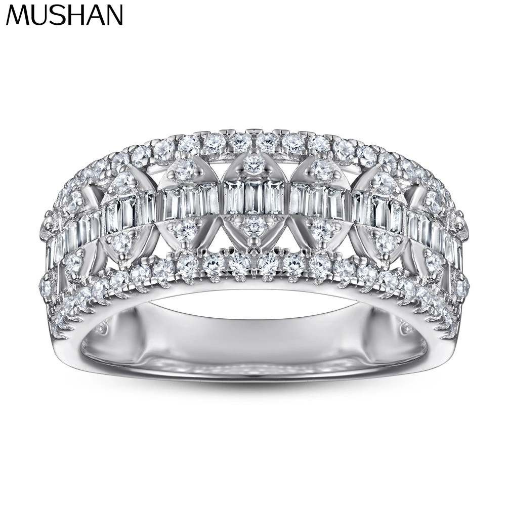 

MuShan Jewelry 925 Sterling Silver Rings Bands Engagement Ring 7A Cubic Zirconia Rings Bands Romantic Anniversary Women Gift