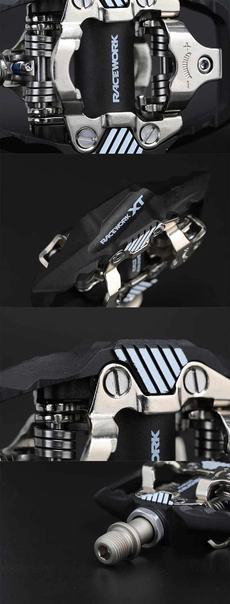 RACEWORK MTB Fahrrad-Sperrpedal für SPD-System, doppelt selbstverriegelnd, Nylon-Chrom-Molybdän-Stahlkern, rutschfest, Clipless-Fahrradteil – Detail 6