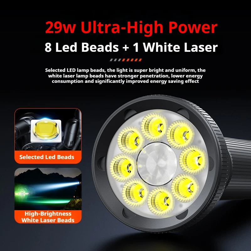 PHILIPS 2025 New SFL6252 High Power LED Flashlights Camping Torch With 9 Lamp Beads Rechargeable Portable Hand Lantern