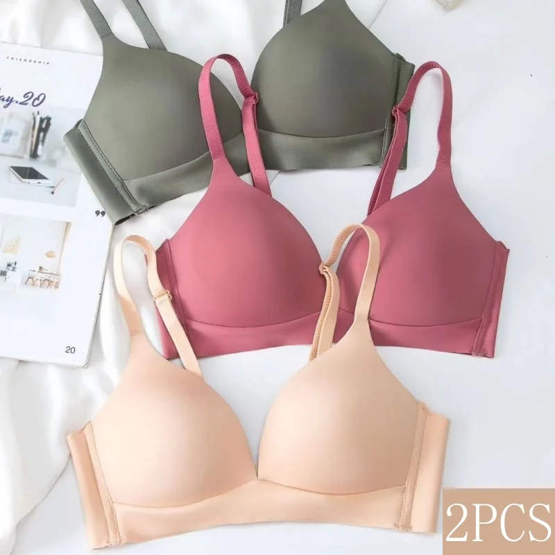 2Pcs/Set Seamless Bras For Women Underwear 3/4 Cup Push Up Bra Wireless Bralette Japanese Style Female Sexy Lingerie S-XXL