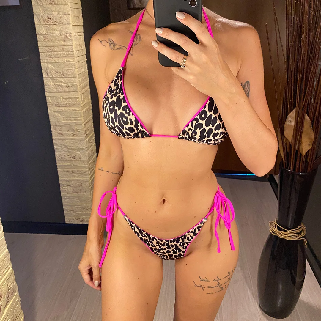 Sexy Neckholder-Bikini im brasilianischen Leopard-Stil, Damen-Badeanzug, zweiteiliges Bikini-Set, Badebekleidung, Badeanzug, Schwimmbekleidung V3681SW – Detail 11