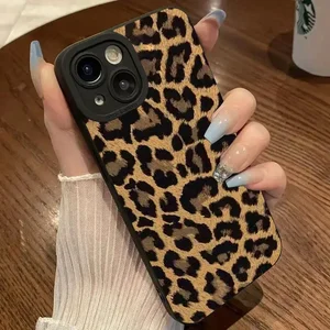Leopardenmuster Mattes Schockdely -Hülle, weiche Silikonabdeckung für iPhone 15, 14, 11 Pro Max, 12, 13 Mini, X, XR, XS Max, 7, 8 Plus 10 Hauptverkäufe iPhone Dieselabdeckung - №5