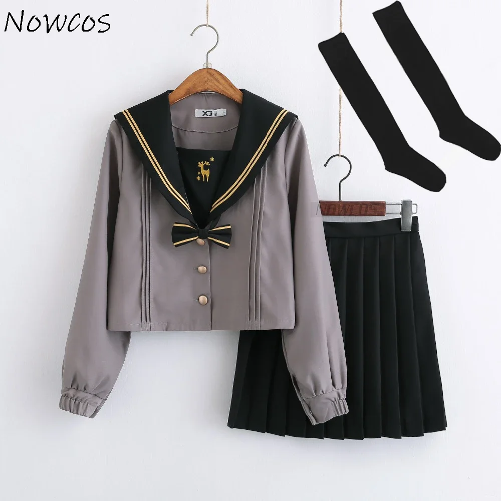 Japanese JK School Uniform for Girls, Deer Embroidered Suits for Women, Sailor Uniforms, Spring and Autumn, New Arrival, 2025