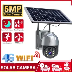 Cámara de seguridad Solar 4G SIM para exteriores, videocámara de vigilancia panorámica impermeable con Wifi, baja potencia, visión nocturna, PTZ, caza