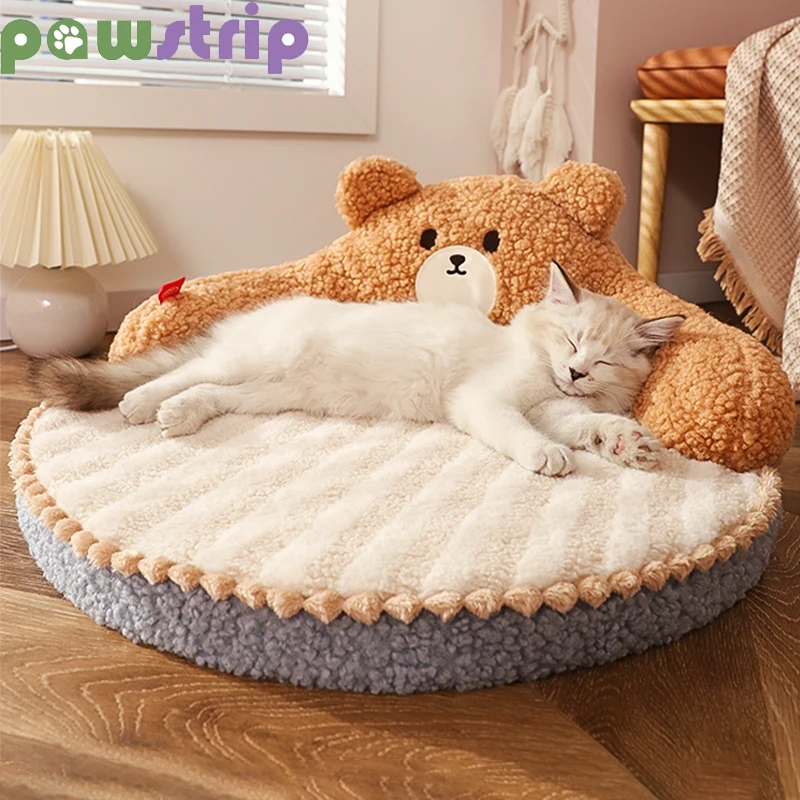 

Cat Bed Warm Bear Shape Pet Sleeping Mat for Small Medium Dogs Cats Soft Cozy Cat Sofa Non-slip Puppy Kitten Nest Pet Supplies