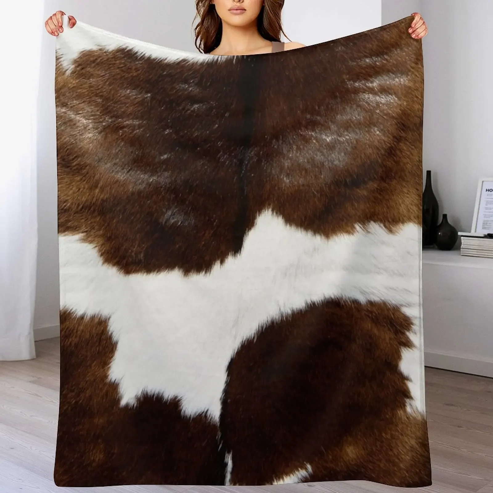 Rustic Ranch Cow Print Throw Blanket Multi Purpose Soft Warm Blanket for Home Travel