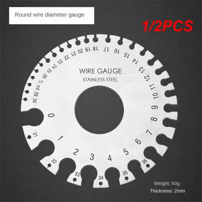 

1/2PCS Stainless Steel 0-36 Round AWG SWG Wire Thickness Ruler Gauge Diameter Measurer Tool Gauges