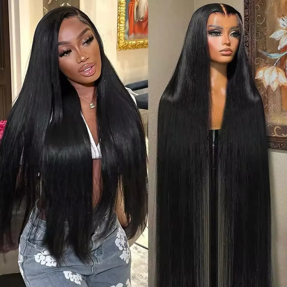 

40-дюймовый парик с прямым кружевным фронтом, 200% плотность, бразильские волосы, 13x4, 13x6, HD прозрачный кружевной фронтальный парик из натуральных волос для чернокожих женщин