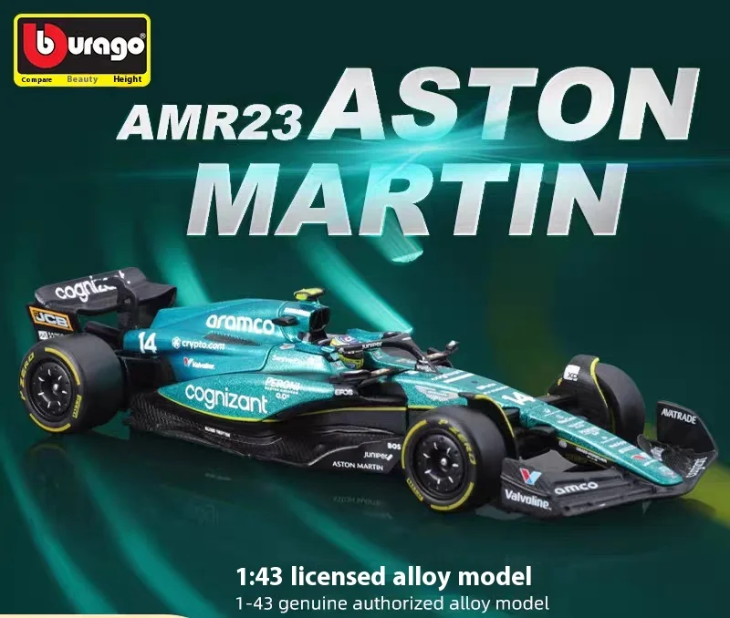 1-43-f1-シリーズ-アストンマーティン-amr23-ヘルメット付き、アクリルボックスパッケージ-14--フェルナンド-アソロン-メタリック-グリーン-コレクターズ-ギフト