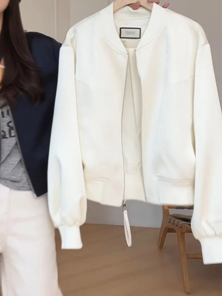 

ort Spor Baseball Jaet Women's Spring Autumn round Ne Design Sensation Outerwear Cact Fit Zipper Closure Ladies Coat