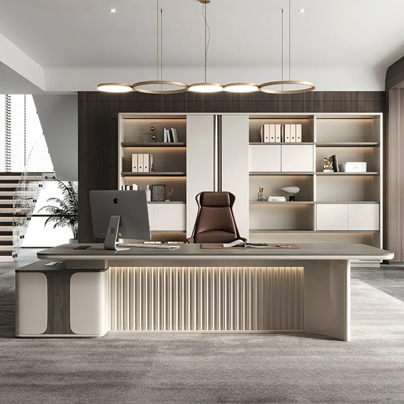 Boss table with lamp, president table, simple modern class desk, atmospheric manager, office desk and chair combination