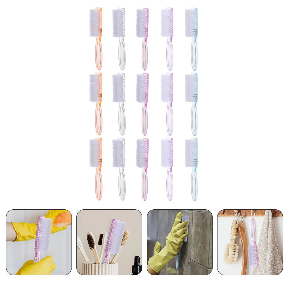 15Pcs Handle Nail Brush Premium Fingernail Toenail Cleaner Flexible Bristles Easy Carry for Bathroom Kitchen Travel Daily Care