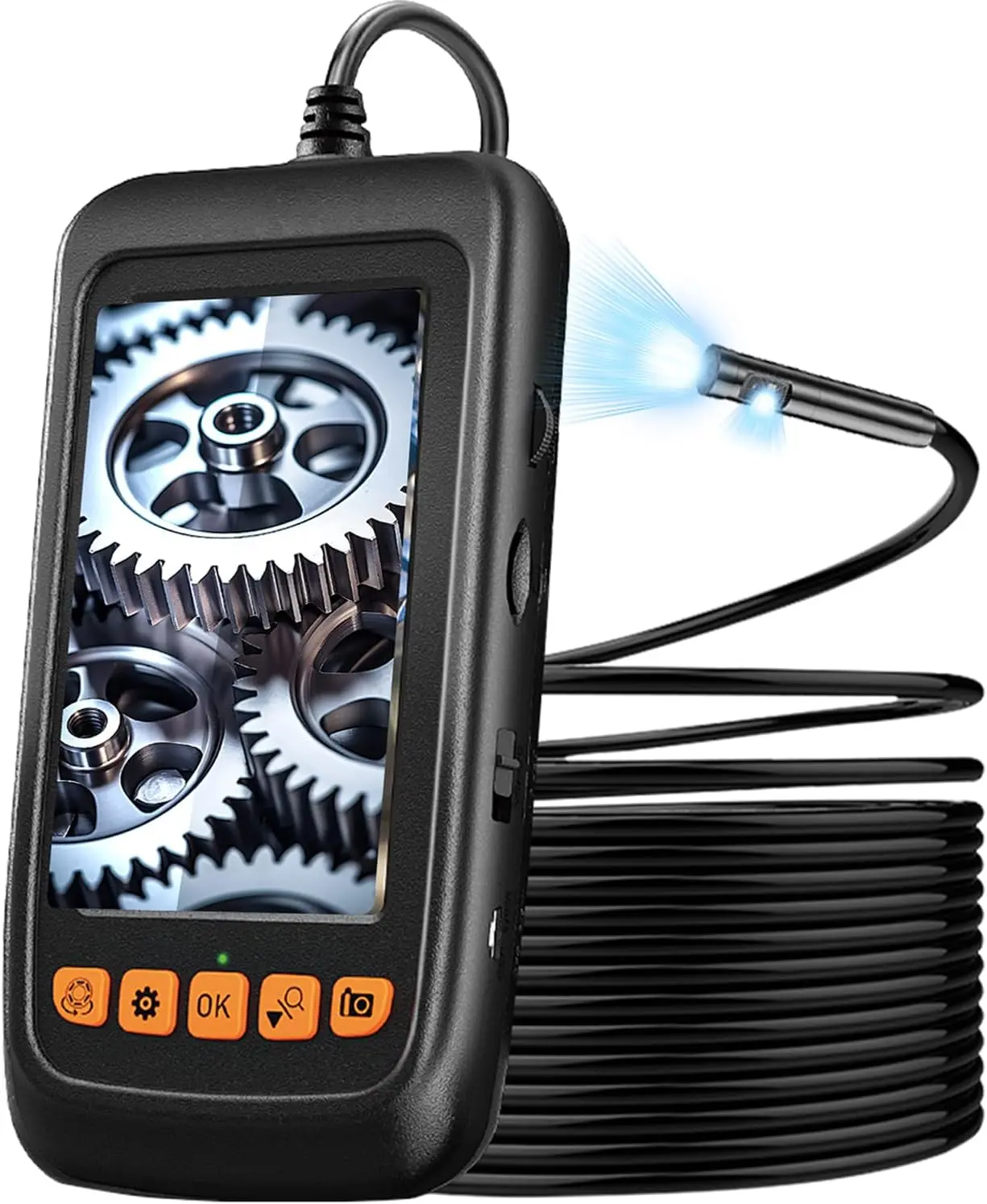 

Эндоскоп с двумя объективами, разрешением 1920P HD, 4,3 дюйма, IPS, 7 светодиодами, карта 32 ГБ, водонепроницаемость IP67, полужесткий кабель длиной 16,5 футов для канализации, HVAC, C