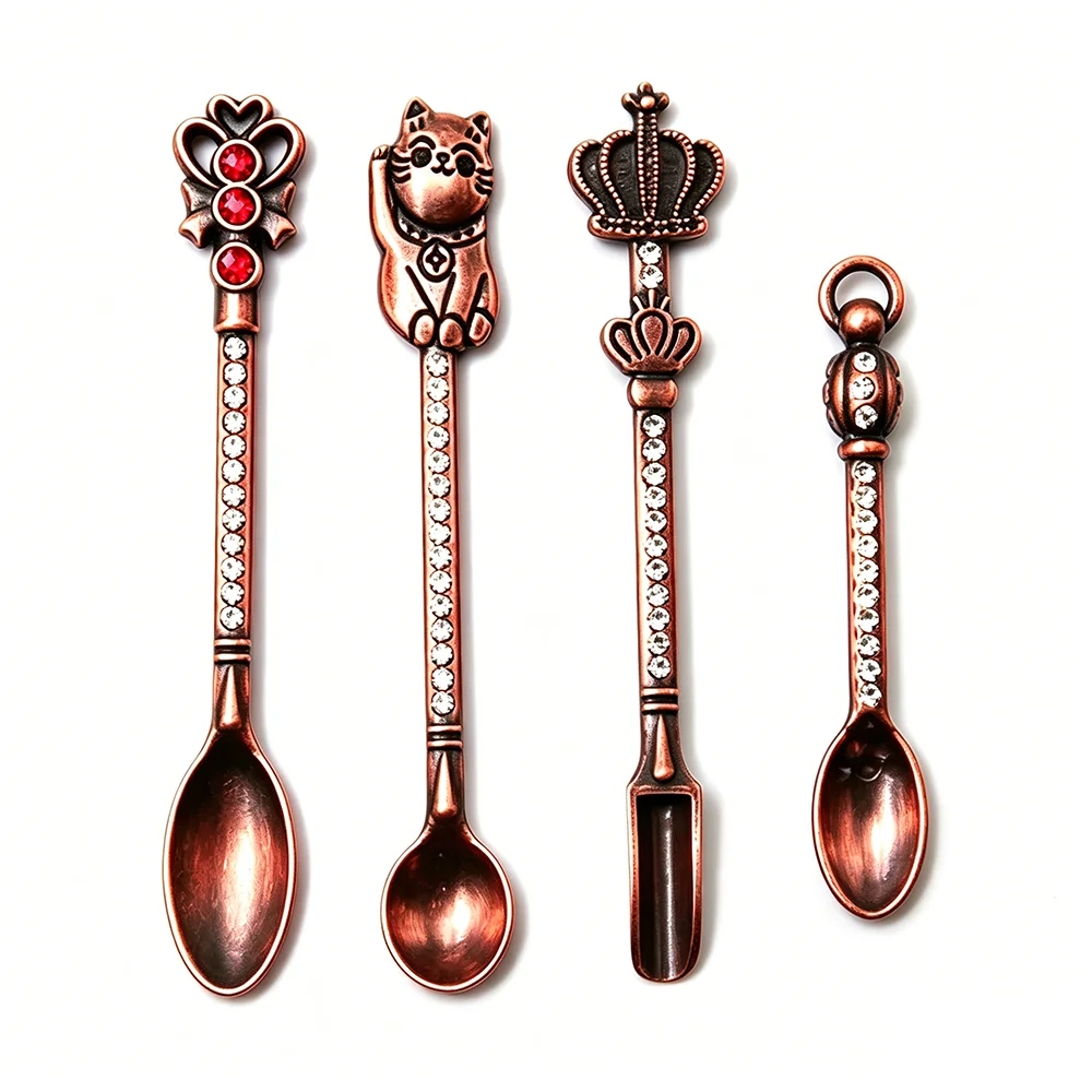 Mini Tobacco Spoon 4PCS Mixed Metal Micro-tuning Bottle Shovel Tea Herb Powder Spade Smoking Tools
