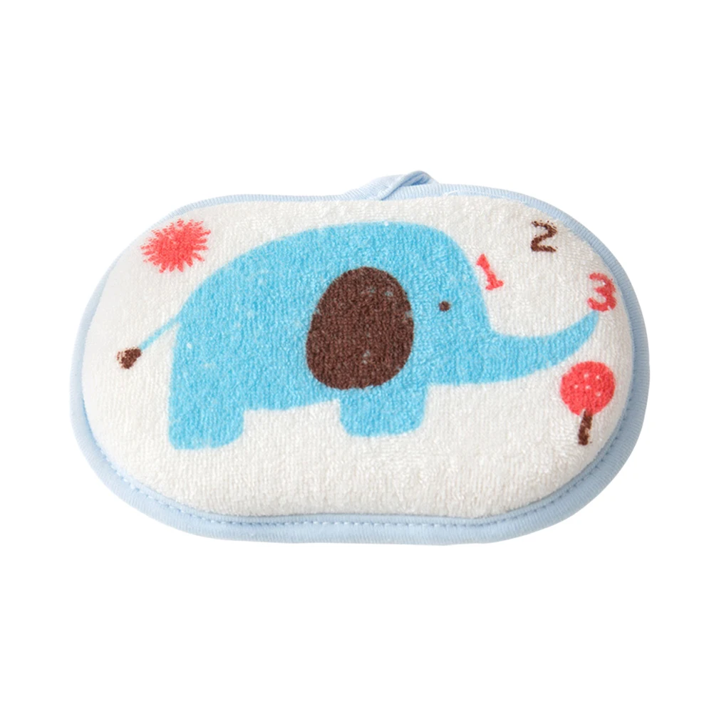 إسفنجة استحمام للأطفال من القطن الطبيعي، إسفنجة استحمام ناعمة على شكل فيل أزرق، تدليك لطيف للبشرة الحساسة وحديثي الولادة والأطفال الصغار #1