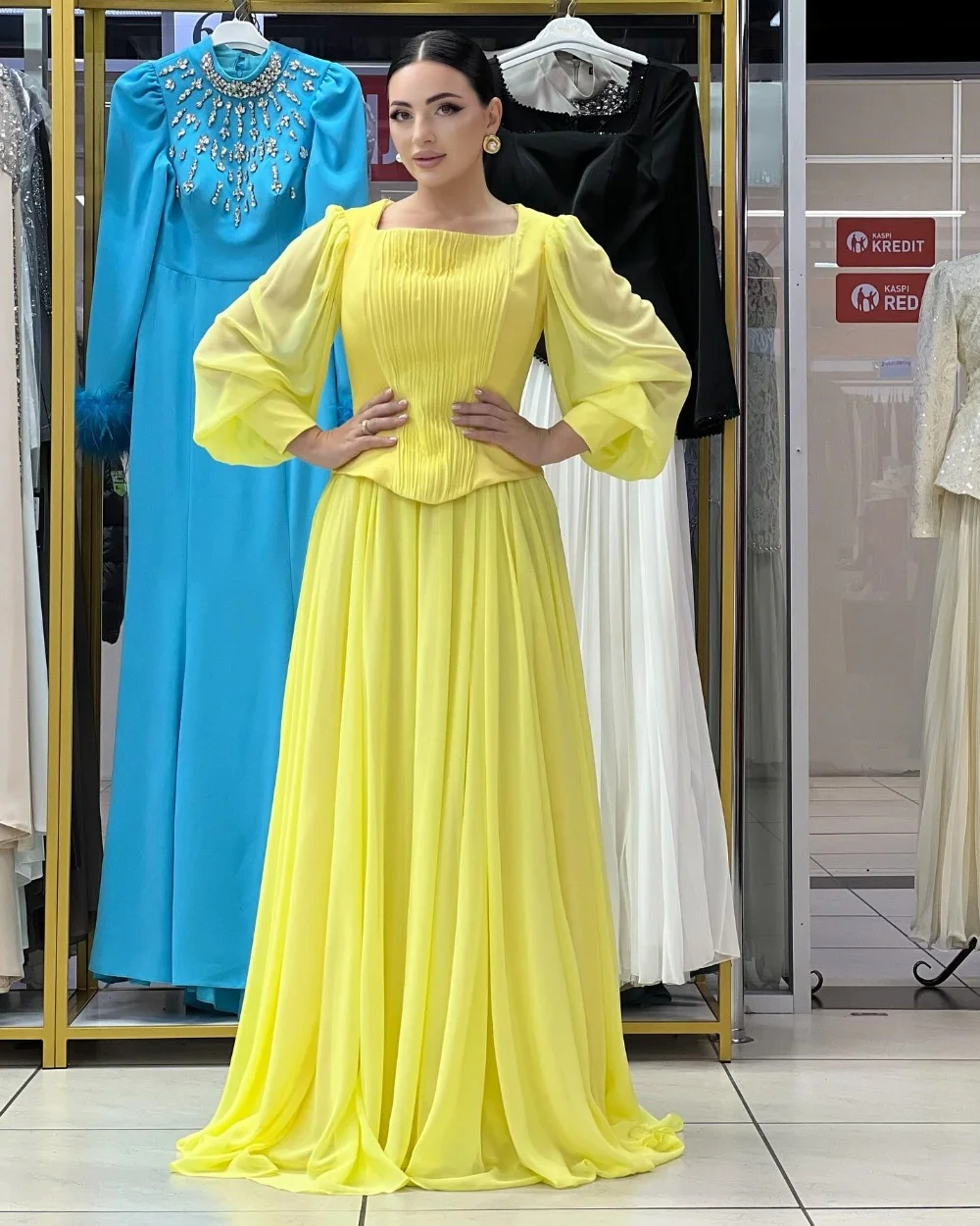 

Индивидуальные высококачественные шифоновые плиссированные длинные платья трапециевидной формы с квадратным вырезом на заказ, вечерние, официальный китайский стиль