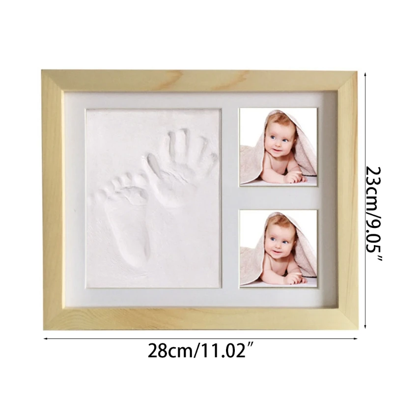 Neugeborenen Handabdruck Fußabdruck Holz Bilderrahmen Foto Ornamente Baby Geburtstag Andenken Geschenk